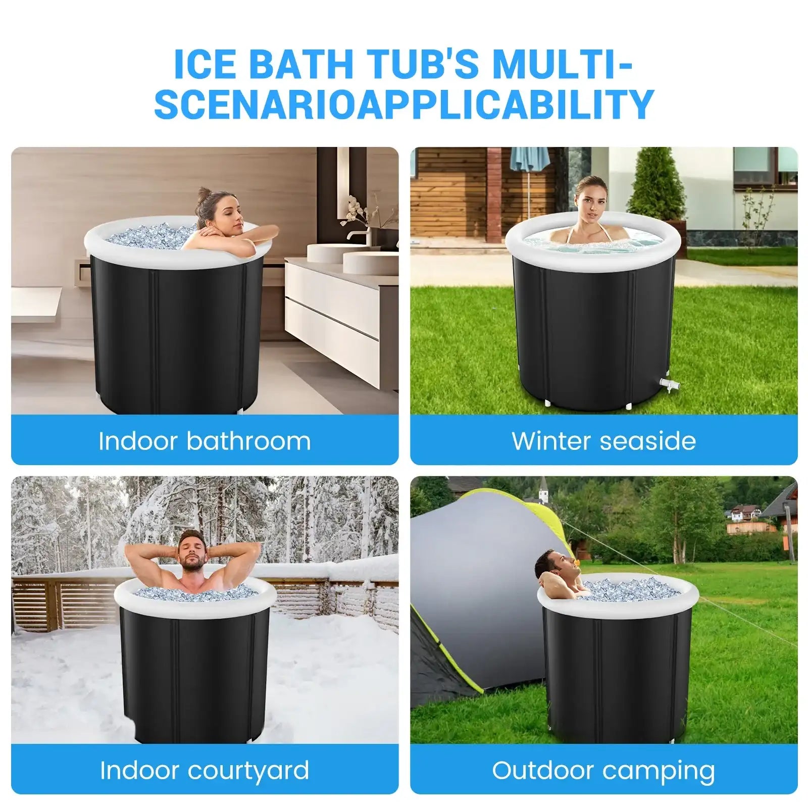“105 Gallon Large Ice Bathtub for Athletes – Multi-Layered Inflatable Cold Plunge Tub with Portable Design”