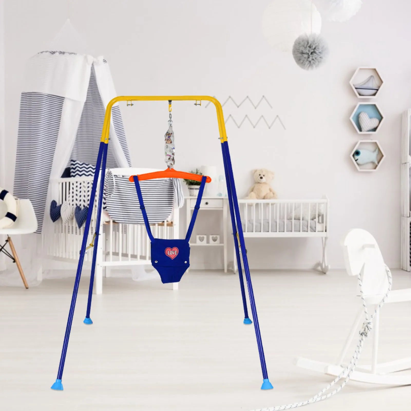 Baby Door Jumper & Exerciser – Adjustable Hanging Bouncing Swing Chair with Safety Buckle, Hammock Seat for Indoor & Outdoor Play
