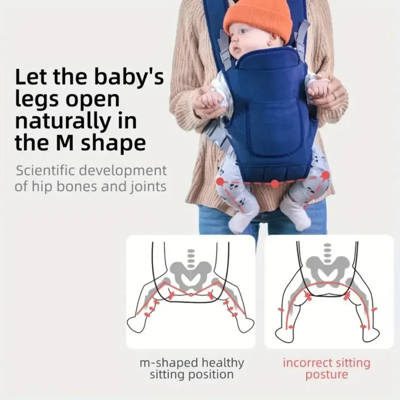 4-in-1 Ergonomic Baby Carrier Backpack – Breathable Newborn Sling with Hipseat & Waist Belt (Smart Design for Comfort & Support)