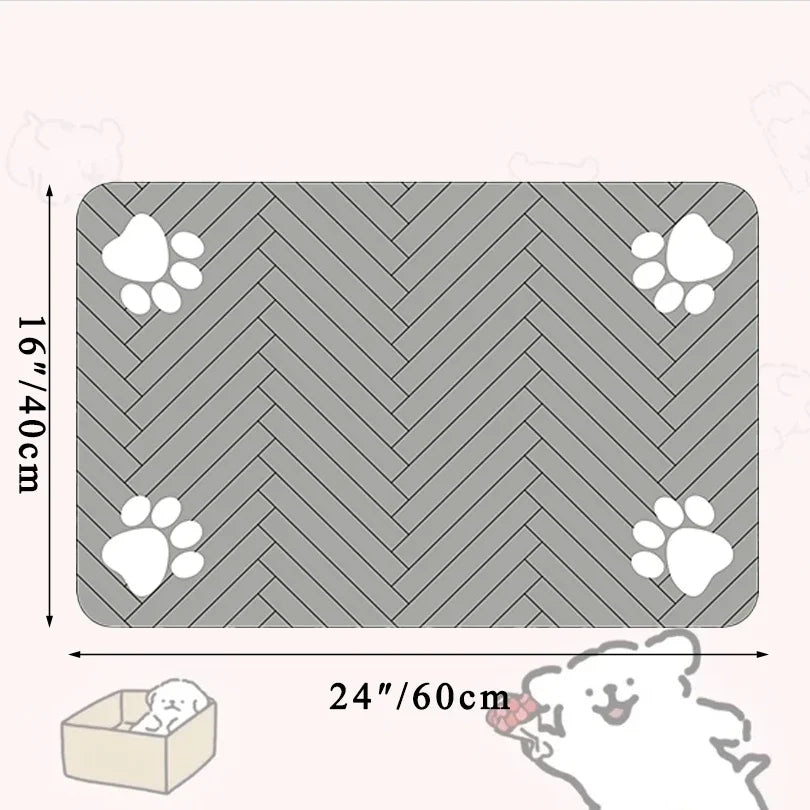 Pet Feeding Placemat – Waterproof Quick-Dry Mat with Rubber Backing for Dog & Cat Food and Water Bowls