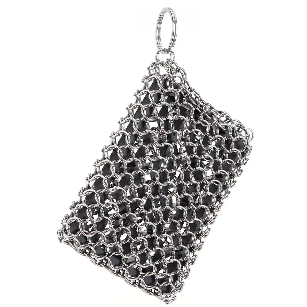 Stainless Steel Chainmail Scrubber for Cast Iron – Heavy-Duty Skillet & Pan Cleaner 🥘🔗