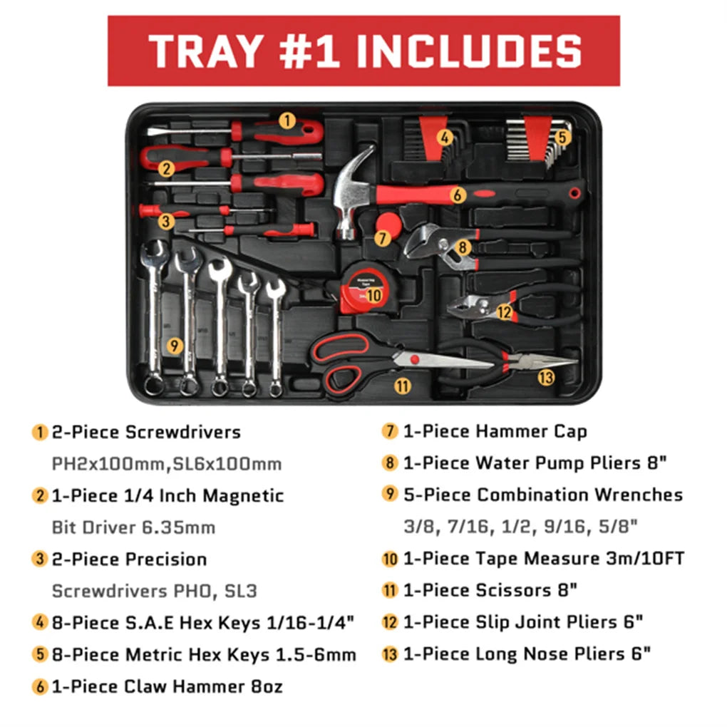 “599-Piece Home Tool Set Kit – Rolling Tool Box with 21V Max Cordless Drill & Mechanic Tools for Auto Repair & DIY”