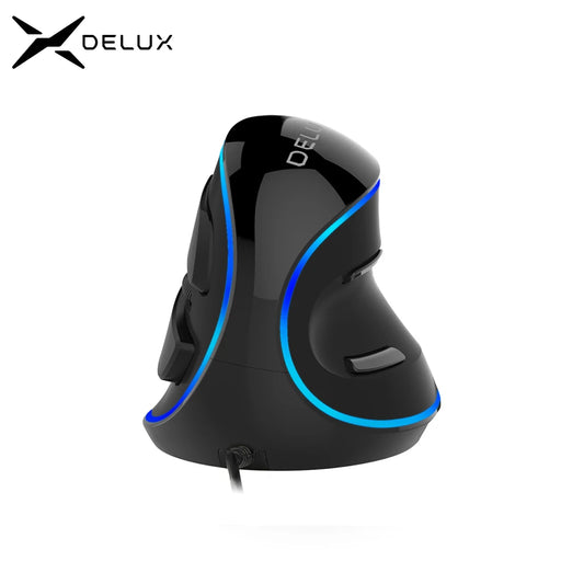 Delux M618 Plus Ergonomic Vertical Gaming Mouse – RGB Wired/Wireless Optical Mouse with 6 Buttons & 4000 DPI for PC & Laptop
