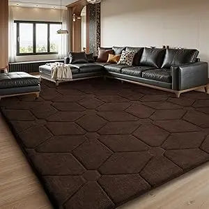 Fluffy Grey Washable Area Rug – 9x12 Soft Large Non-Slip Carpet for Living Room & Bedroom Décor