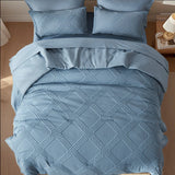 7-Piece Luxury Solid Color Quilted Comforter Set – All-Season Bedding Set Super-Soft, Shrink-Proof & Fade-Resistant