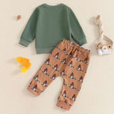 Toddler Boys Outfit Set – Long Sleeve Sweatshirt & Wild Duck Print Pants (2PCS)
