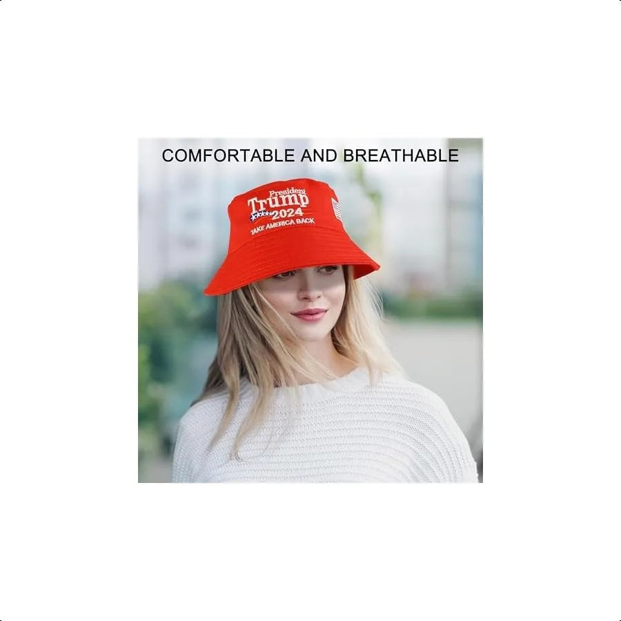 Trump 2024 Bucket Hat – Unisex Sun Hat for Beach, Golf & Fishing, “Take America Back” Design