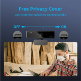 V11 2K Webcam – 1080p/60FPS Full HD USB Camera with Microphone, 90° Wide-Angle, Privacy Cover & Plug-and-Play