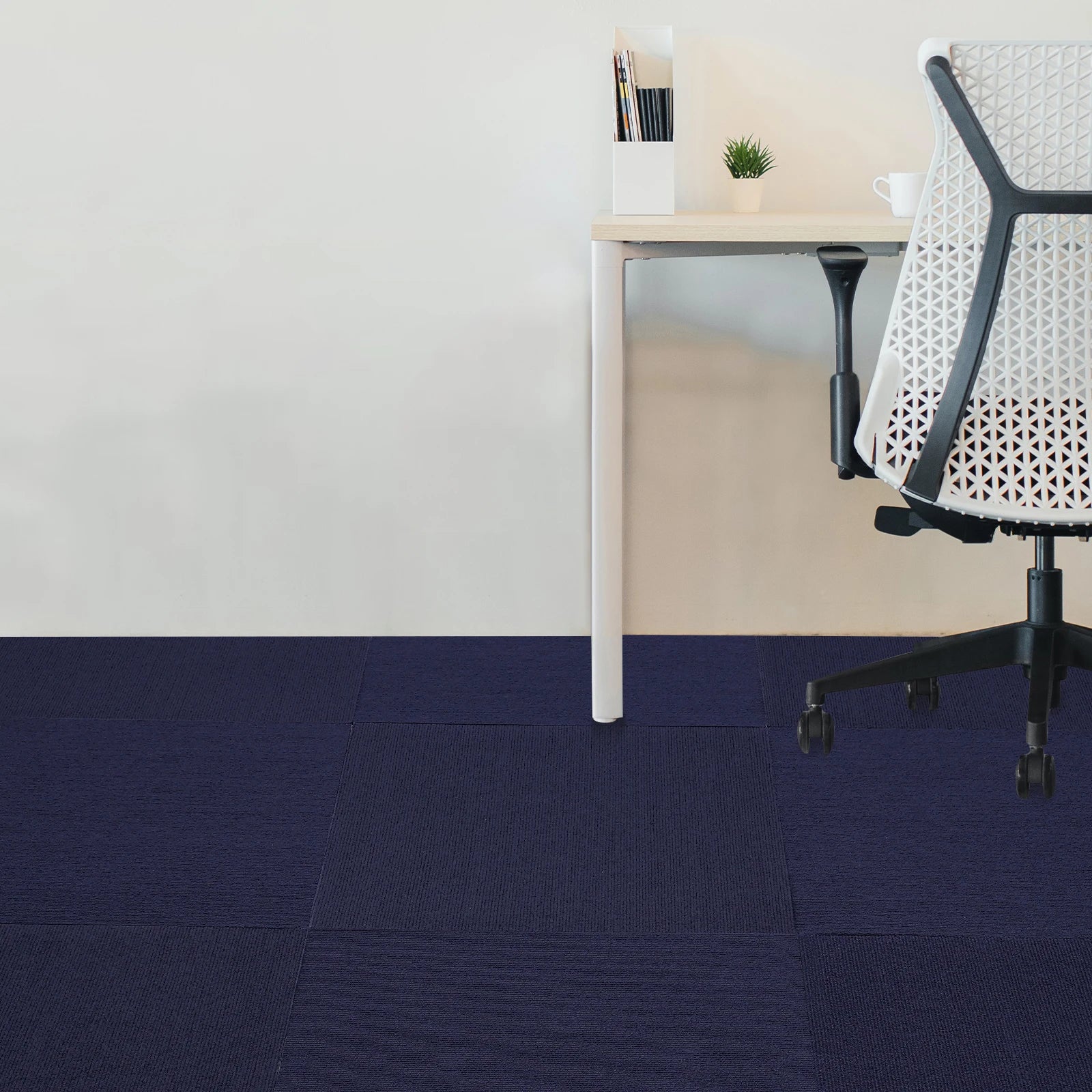 Dark Blue 24x24 Commercial Carpet Tiles – 15PCS Peel & Stick Floor Squares for Home & Office Use
