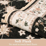 Vintage Floral Washable Area Rug – Soft Low-Pile Non-Slip Carpet for Living Room & Bedroom