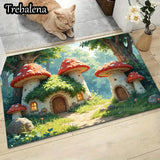Welcome Door Mat – Mushroom House Charm Print Doormat for Indoor & Outdoor Entryway