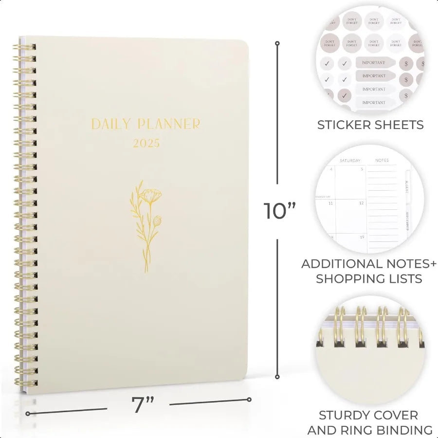2025 Daily Planner – 7" x 10" Elegant Daily, Weekly & Monthly Organizer for Women & Men 📔✨