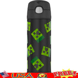 Minecraft 16 oz Stainless Steel Insulated Water Bottle – Kids Spout Lid with Carry Handle & Durable Build