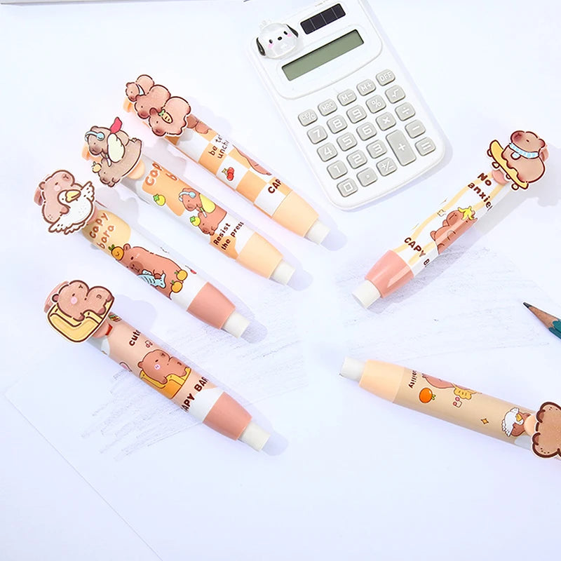 Kawaii Push-Pull Capybara Eraser – Soft School & Office Rubber Eraser for Kids