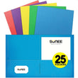 25 Pack 2-Pocket Folders – Assorted Colors, Letter Size Paper File Folders for School, Office & Home Organization