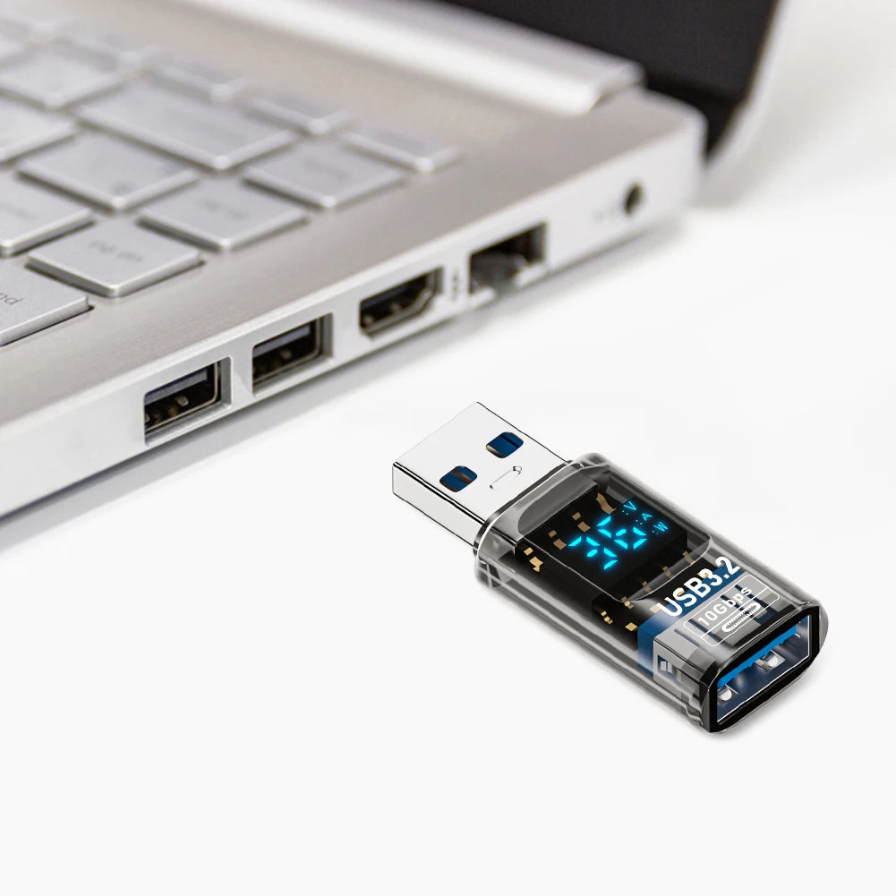 Digital LED Display USB to Type-C Adapter – 10Gbps Fast Data & 60W Charging Converter for Phones, Laptops & Tablets