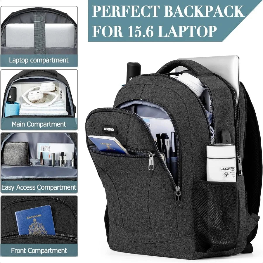 Unisex 15.6" School Laptop Backpack – Water-Resistant USB Charging Bookbag for Teen Boys, Girls, College Students & Adults