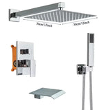 Chrome 16-Inch Rainfall Concealed Shower System Set – Wall-Mounted Mixer Tap