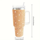 Sparkling Studded Tumbler 40oz with Lid & Handle – Stainless Steel Insulated Car Cup