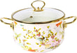 Vintage Deep Flower Cooking Pot with Glass Lid – Nonstick Thick Saucepan with Dual Handles 🍲🌸