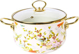 Vintage Deep Flower Cooking Pot with Glass Lid – Nonstick Thick Saucepan with Dual Handles 🍲🌸