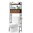 Over-Toilet Storage Cabinet with Fabric Drawers – Space-Saving Freestanding Organizer, Rustic Brown