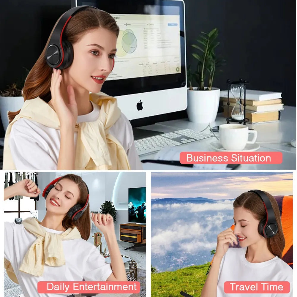 “2025 Upgraded Wireless Bluetooth Headphones – Over-Ear Stereo Headset with Mic for Music, Sports, Smartphone, TV & PC”