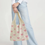 Heart-Pattern Large Capacity Tote Bag – Solid-Colour Shoulder Bag for Women