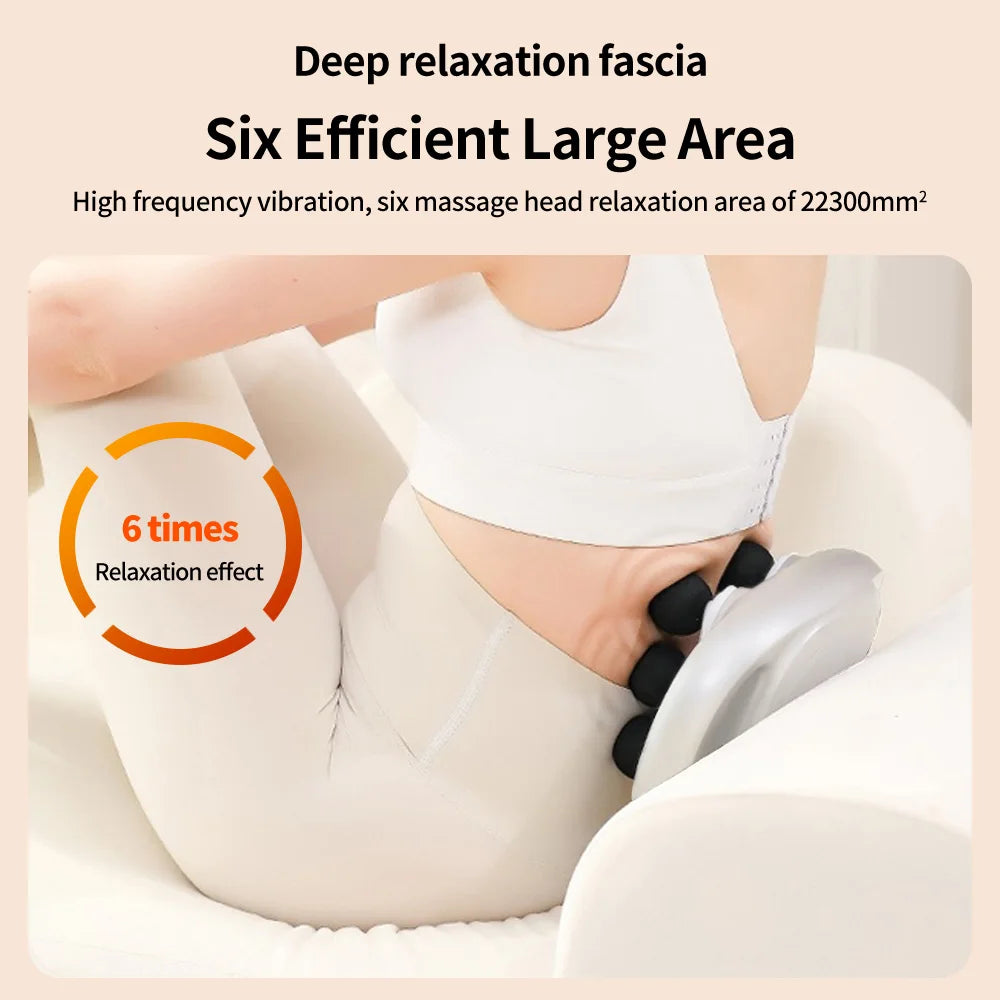 Handheld Deep-Tissue Massage Gun – 6 Massage Heads, 6 Speeds Percussion Massager for Back, Neck, Leg & Shoulder Relief