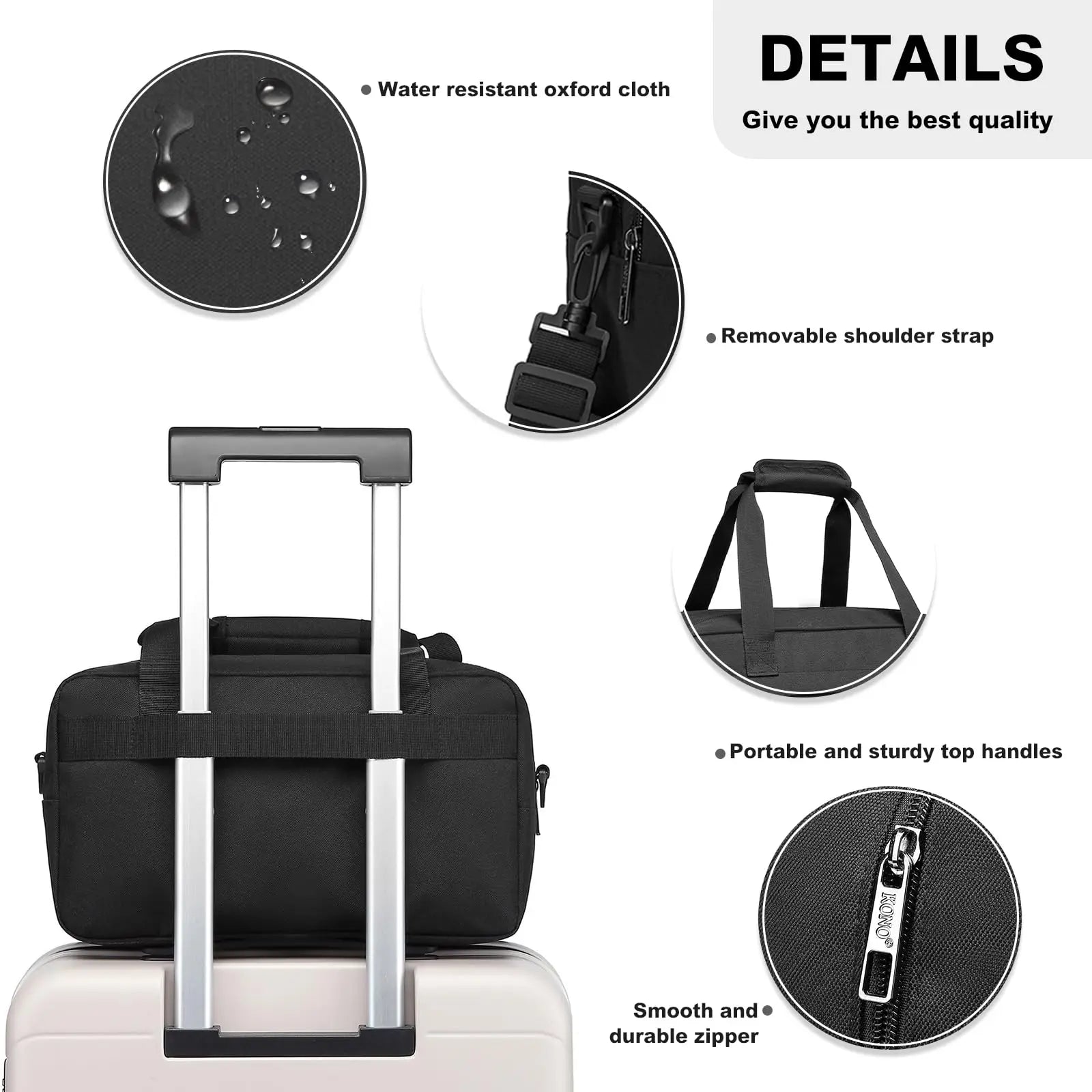 KONO 35×20×20 cabin bag – Ryanair under-seat 14L carry-on duffel, unisex hand luggage for travel, flights & sports