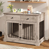44" Wooden Dog Crate Furniture – Indoor Heavy-Duty Kennel with 2 Storage Drawers for Large Dogs