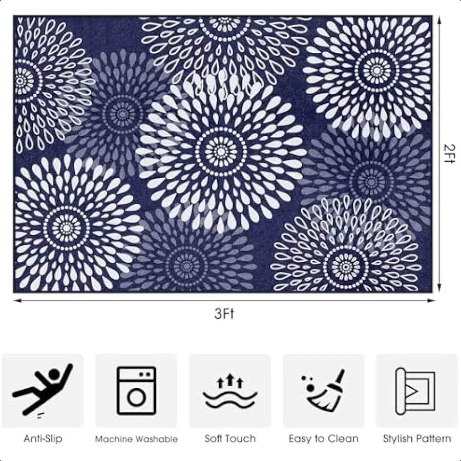 Washable Entryway Rug 2x3 – Ultra-Thin Foldable Non-Slip Runner Carpet for Kitchen, Bedroom & Bathroom