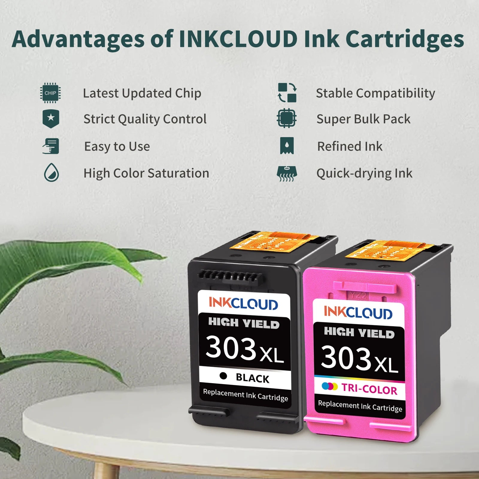 InkCloud 303XL High-Yield Ink Cartridge (Black & Color Combo) – Compatible with HP Envy Photo & Envy Series Printers