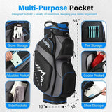 Premium 14-way golf cart bag – full-length divider men’s golf bag with cooler pocket, handles & rain cover