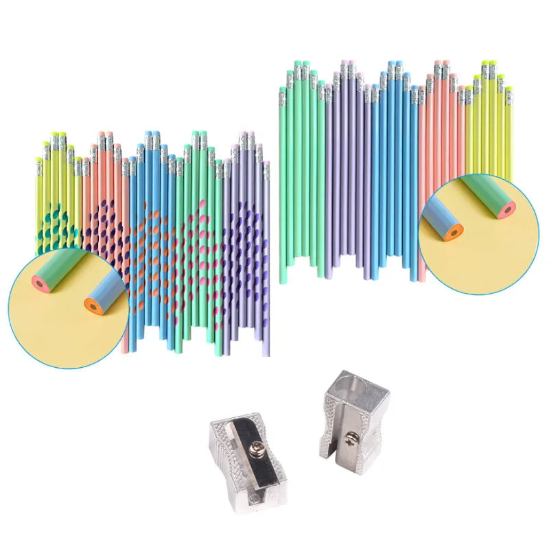 Giant Thick Pencils Set – 120 Large Beginner Pencils with Erasers + 8 Sharpeners for School & Early Learning