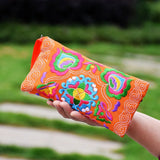 Ethnic Embroidery Clutch Bag & Coin Purse – Vintage Hand-Embroidered Mobile-Phone Wristlet for Women & Girls