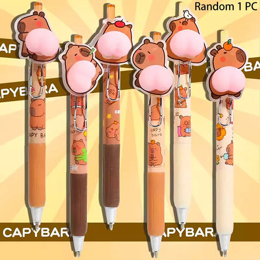 Playful Capybara Butt Press Gel Pen – Cute & Smooth Writing, Quick-Drying