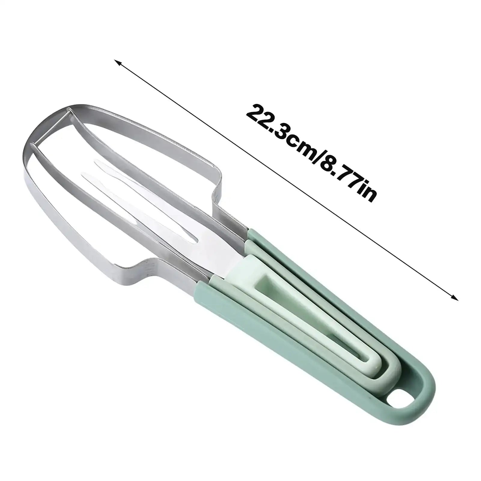 “3-in-1 Stainless Steel Watermelon Fork, Slicer & Cutter – Easy Melon Cube Tool for Camping & Kitchen”