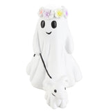 Spooky Cute Ghost Walking Dog Resin Ornament – Adorable Halloween Tabletop Decoration for Indoor & Outdoor Use | 15cm Figurine