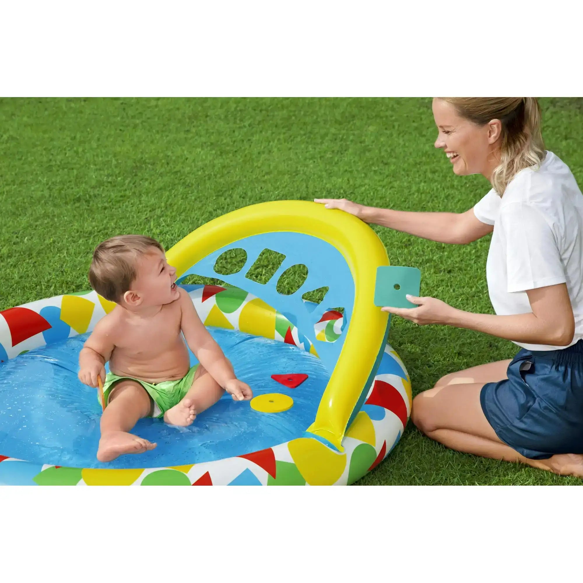 Inflatable Kids Pool 47″×46″×18″ – Splash & Learn Children’s Backyard Water Fun