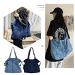 Retro Denim Large Capacity Crossbody & Shoulder Messenger Bag for Women – Vintage Pocket Tote Satchel
