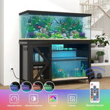 55–75 Gallon Aquarium Stand with Storage Cabinet, Power Outlets, LED Light & Turtle Tank Shelf
