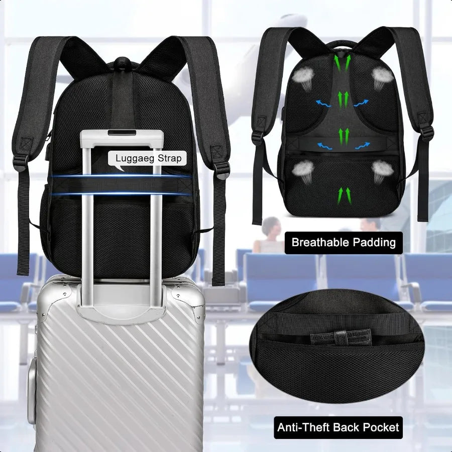 15.6" Water-Resistant School Backpack – USB Charging Laptop Bookbag for Teen Boys, Men & Women | Durable Student Daypack