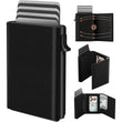 Men’s Wallet & Card Holder – Pop-Up Aluminum Case & Top-Grain Leather Smart Wallet for Men with RFID Blocking (Slim Front Pocket)