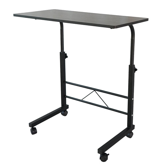 🖥️ Black Pipe Rack Computer Desk – Adjustable Height Mobile Side Table with Wheels & 60cm Particleboard Surface