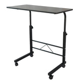 🖥️ Black Pipe Rack Computer Desk – Adjustable Height Mobile Side Table with Wheels & 60cm Particleboard Surface