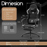 Dowinx Fabric Gaming Chair – Breathable Computer Chair with Pocket Spring Cushion, Massage Lumbar Pillow & Retractable Footrest