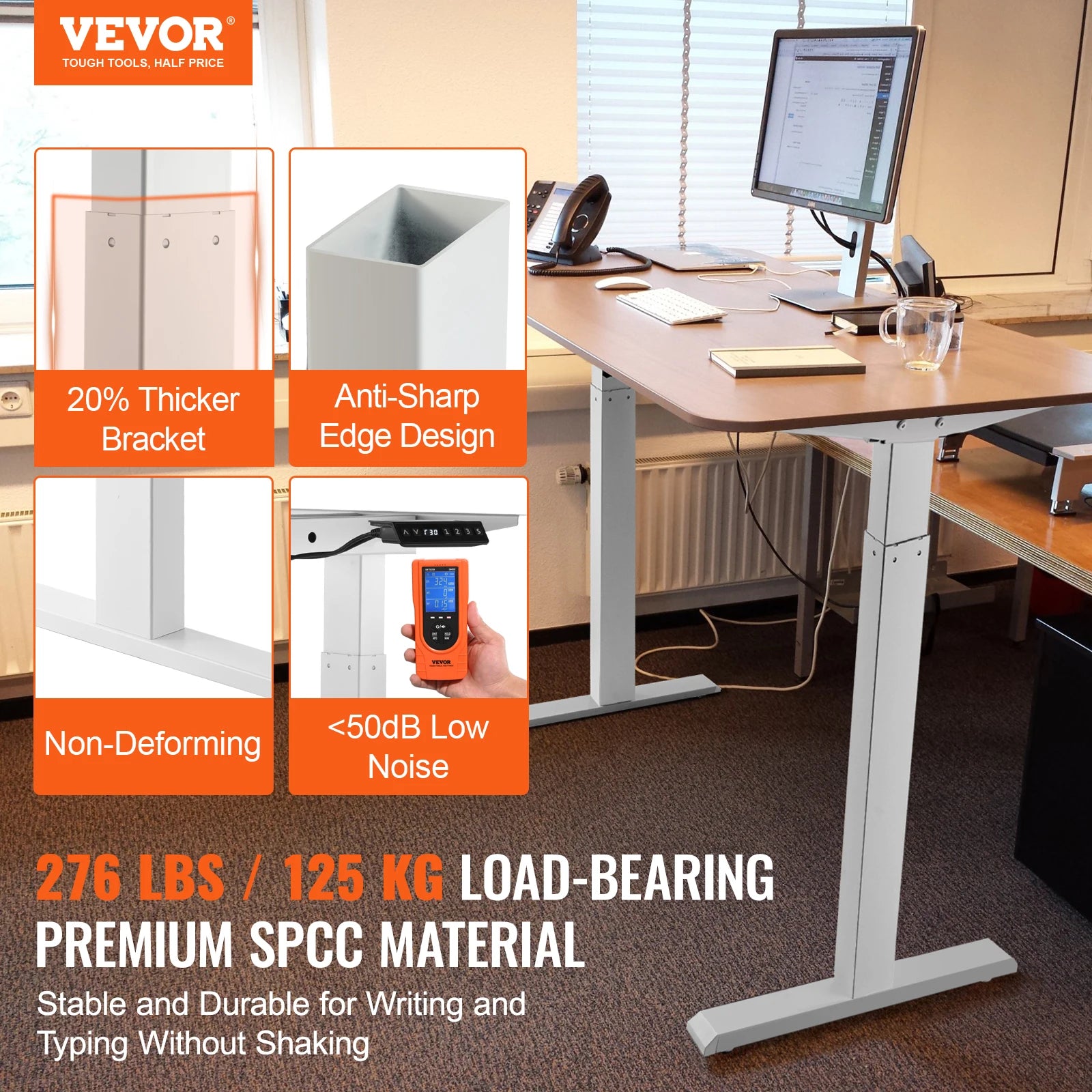 SucceBuy Electric Standing Desk Frame – Ergonomic Adjustable Legs for DIY Workstation (Black & White)
