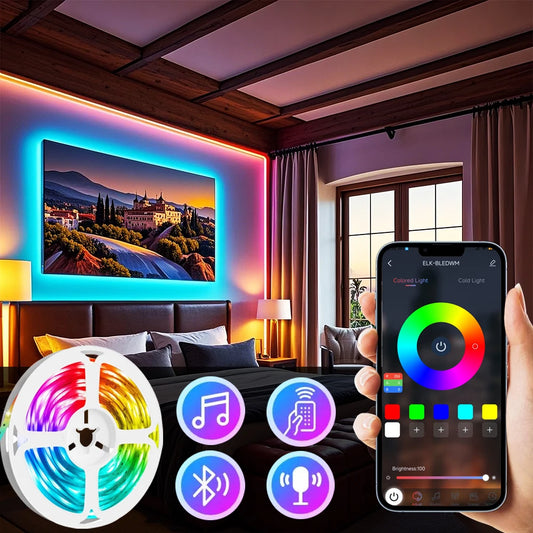 5M/7M TV Backlight LED Strip – Bluetooth App Control & Music Sync RGB Atmosphere Lights for Home Decoration