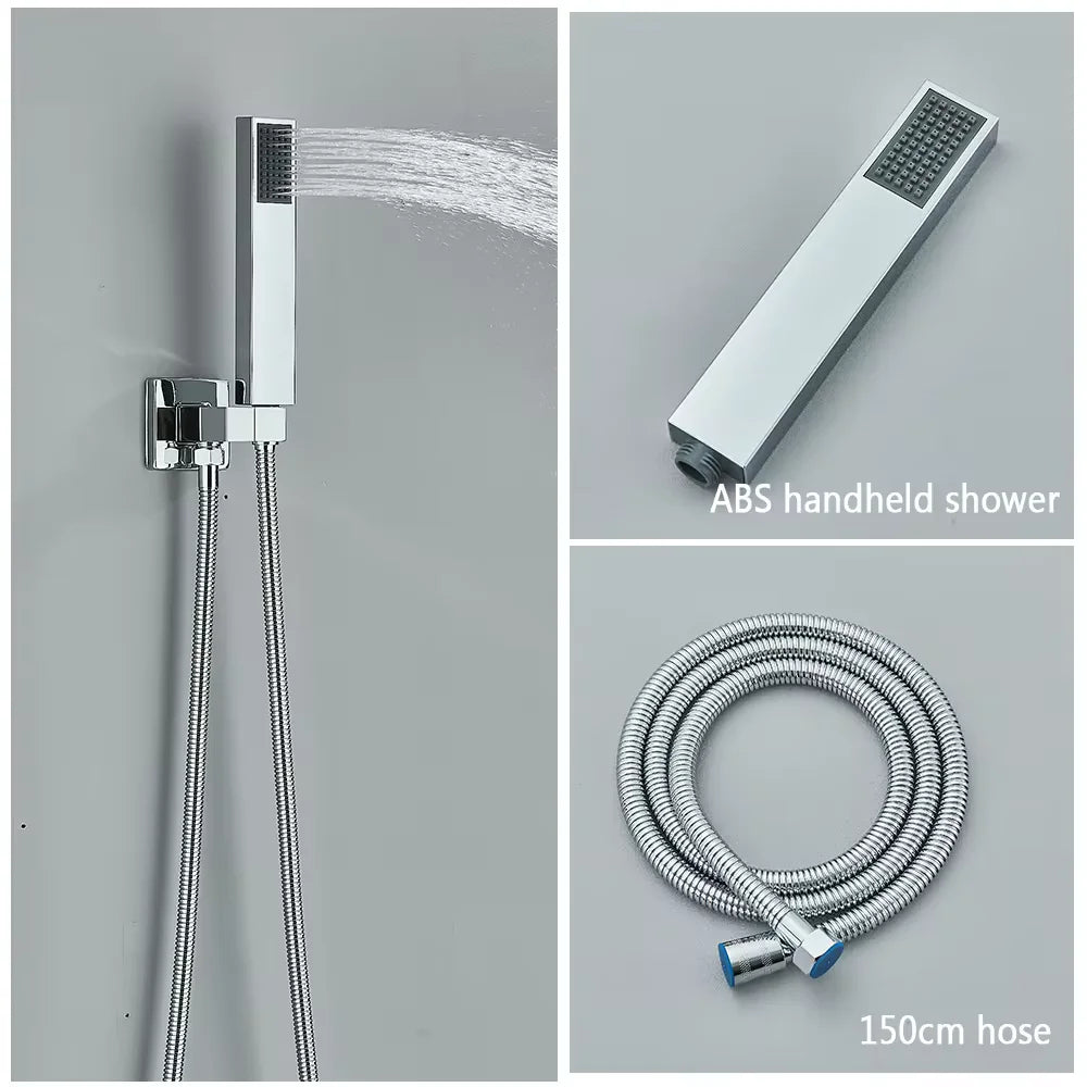 Chrome 16-Inch Rainfall Concealed Shower System Set – Wall-Mounted Mixer Tap